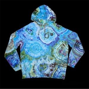 Tie Dye Hand Dyed Geode Ice Dye Hoodie Sweatshirt Sz XXL